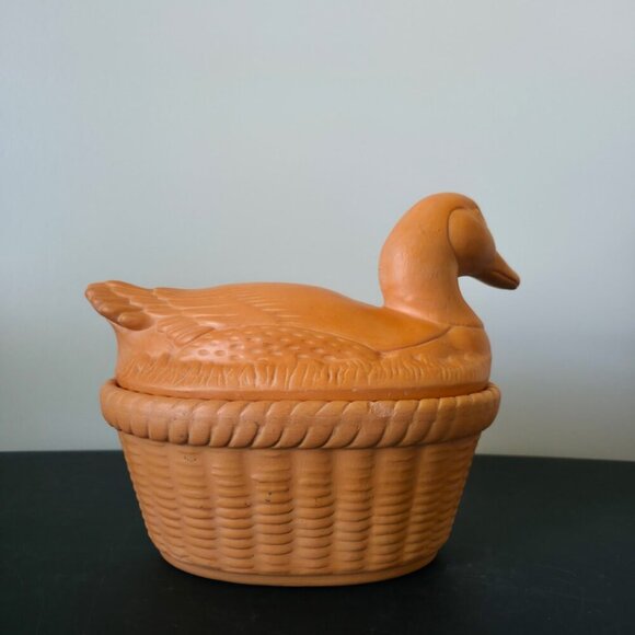 Brique Ware Terra Cotta Duck Casserole Dish Rustic Covered Bakeware Vintage - Picture 5 of 10